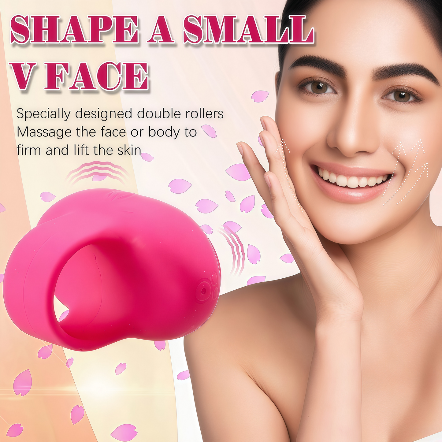 Mini Face Massager Face Massager Tool USB Rechargeable Fingertip Facial Muscle Tightening Anti-Aging Relief Eyes Dark Circles, Eye Puffiness, Fatigue(Rose Red)