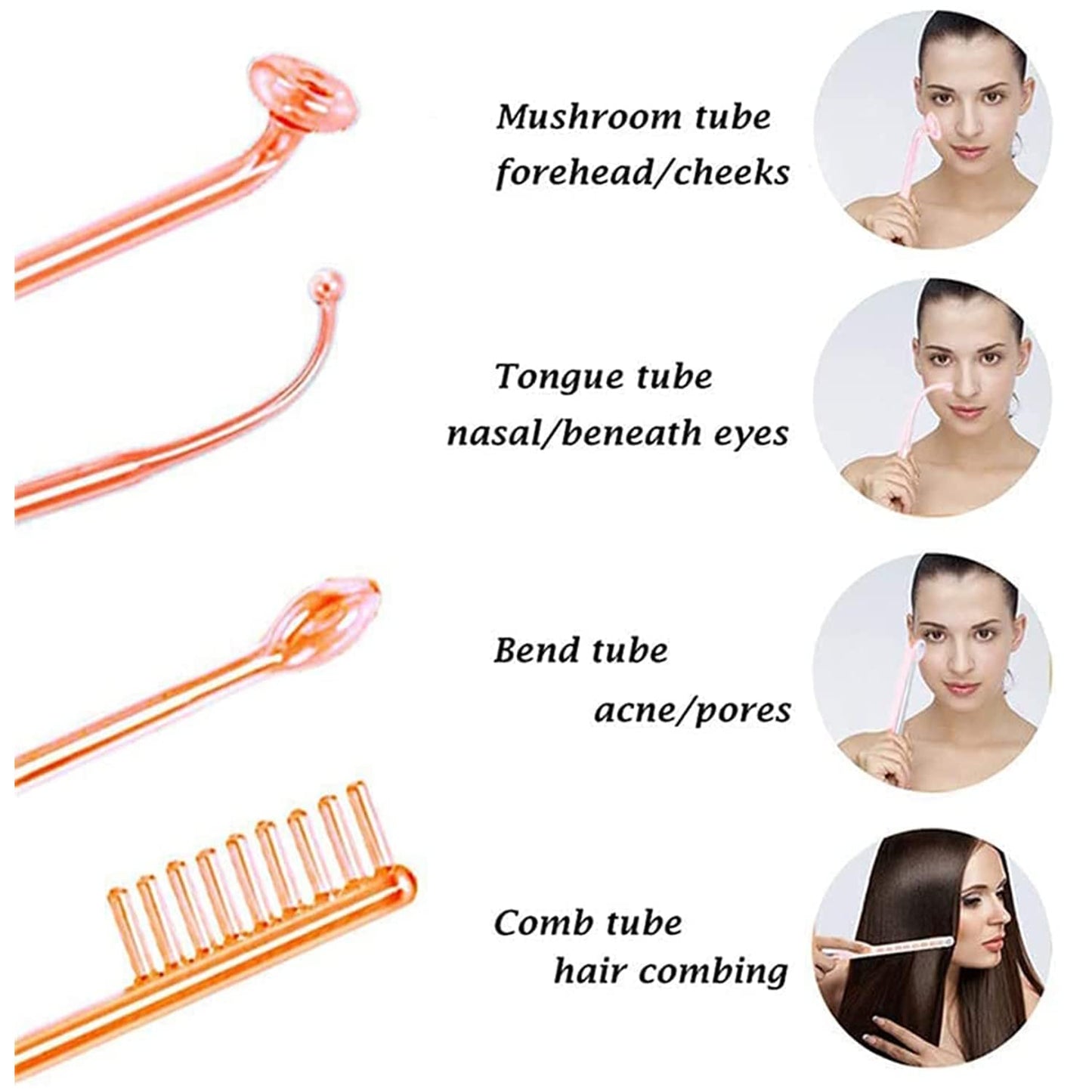 Beauenty Handheld Red Light Electrotherapy High Frequency Facial Machine, 4 in 1 High Frequency Facial Machine, Portable Skin Therapy Machine with 4 Glass Tubes & Wands - Handheld High Frequency Wand