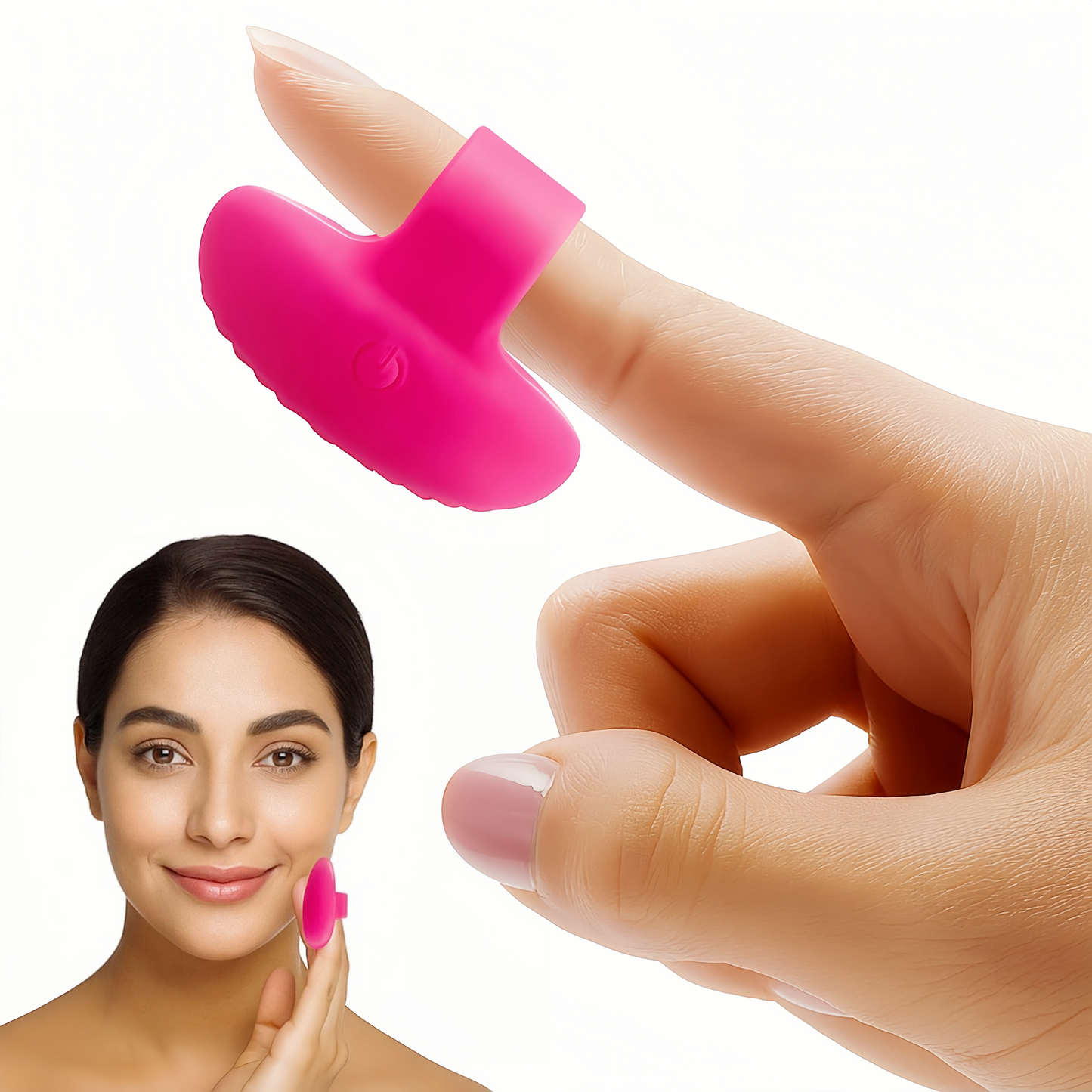 Mini Face Massager Face Massager Tool USB Rechargeable Fingertip Facial Muscle Tightening Anti-Aging Relief Eyes Dark Circles, Eye Puffiness, Fatigue(Rose Red)