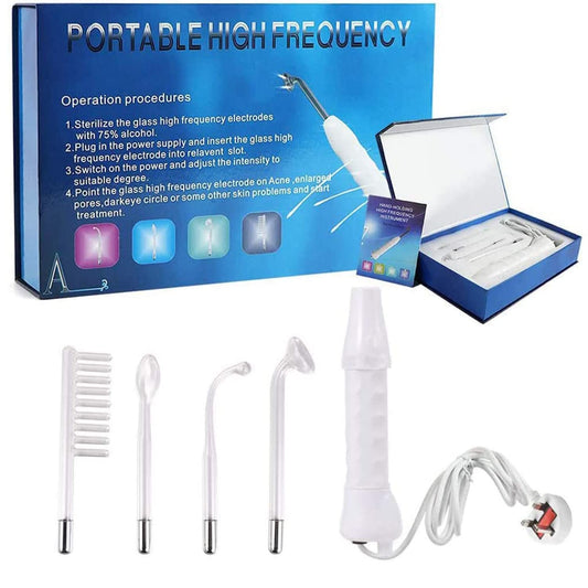 Beauenty Handheld Red Light Electrotherapy High Frequency Facial Machine, 4 in 1 High Frequency Facial Machine, Portable Skin Therapy Machine with 4 Glass Tubes & Wands - Handheld High Frequency Wand