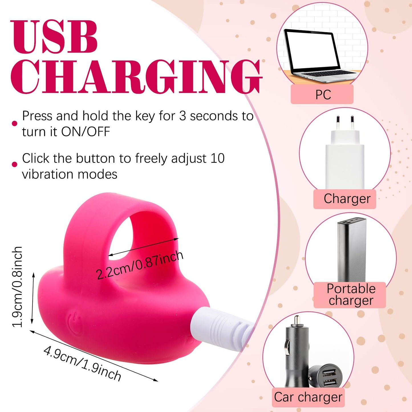 Mini Face Massager Face Massager Tool USB Rechargeable Fingertip Facial Muscle Tightening Anti-Aging Relief Eyes Dark Circles, Eye Puffiness, Fatigue(Rose Red)